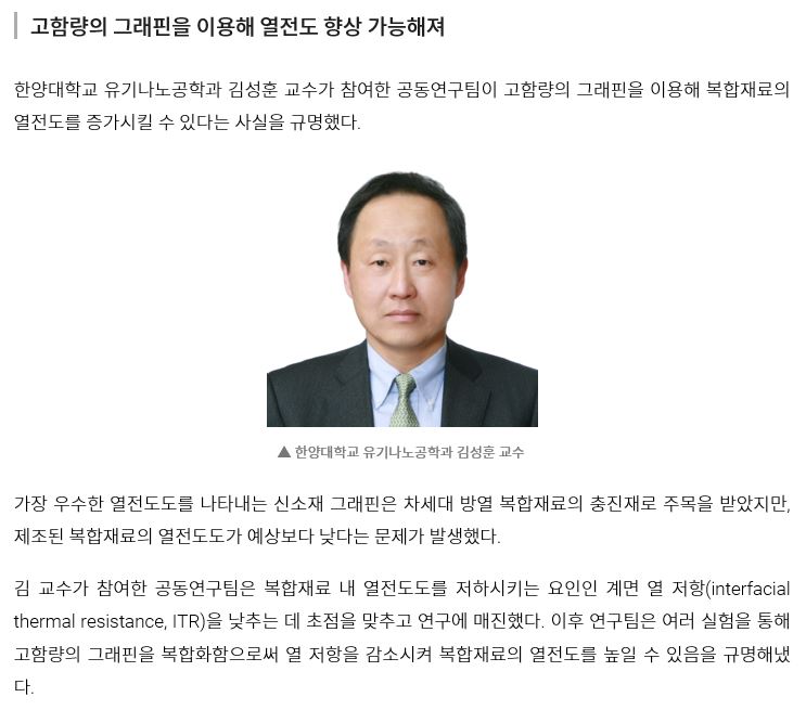 김성훈 교수 공동연구팀, 복합재료의 열전도 향상 방안 발표